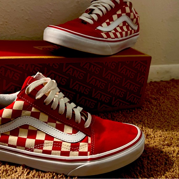 RED PRIMARY CHECK OLD SKOOL SHOE - Picture 3 of 4